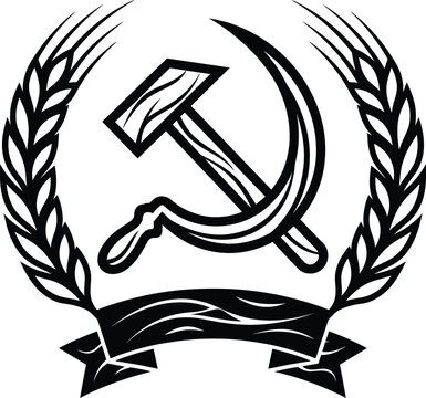 Hammer and sickle communist symbol with wheat wreath icon Vector Founding Day China