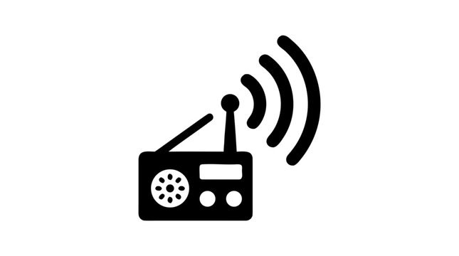 This 3d vector illustration features a radio antenna icon on a square internet button, representing a wireless technology sign for mobile network communication and web signal connection