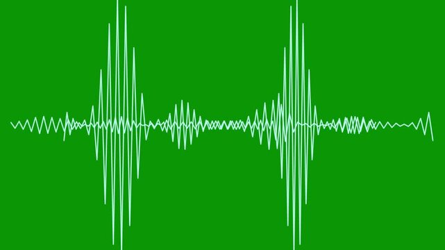 Abstract audio sound visualizer wave spectrum animation on green background, Sound waves and audio waveform spectrum on transparent background, Music waves oscillation modern, Music equaliser. 4k