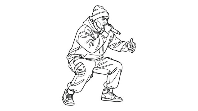 Man rapping with a microphone dynamically.