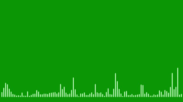 Abstract audio sound visualizer wave spectrum animation on green background, Sound waves and audio waveform spectrum on transparent background, Music waves oscillation modern, Music equaliser. 4k