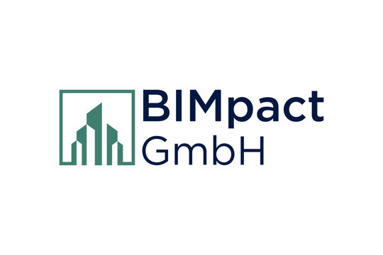 BIMpact GmbH logo with abstract building graphic.