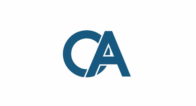 Blue CA monogram on white background