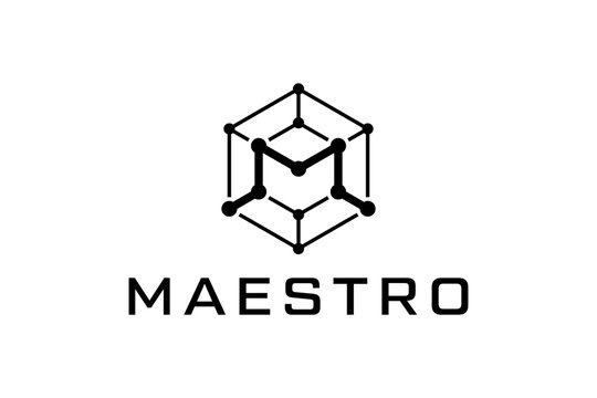 Modern Maestro logo with geometric M symbol.