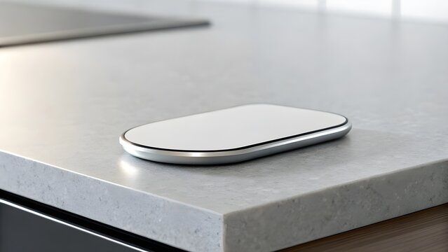 Modern Wireless Charging Pad Isolated On Sleek Stone Counter Minimal Tech Composition Expressing Efficiency Clean Design And The Sophisticated Beauty Of Modern Functionality