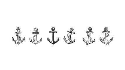 Anchors nautical set with various rope designs and styles featuring design, maritime, ship with boat and sailing elements for vector, illustration © RASHIDAPARVIN