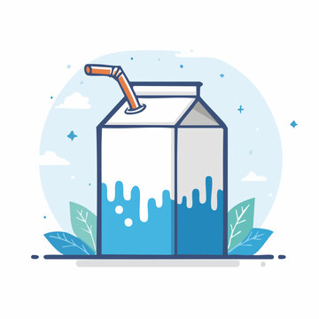 Carton of Milk with Straw and Blue Liquid