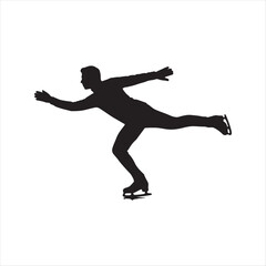 Obraz premium Man ice skating silhouette isolated on white background in motion