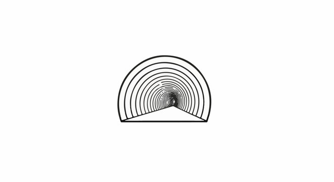 Abstract tunnel entrance with concentric archways receding into a dark void