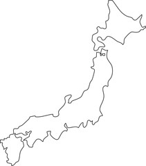 Black and white outline map of japan, asia © Sumi