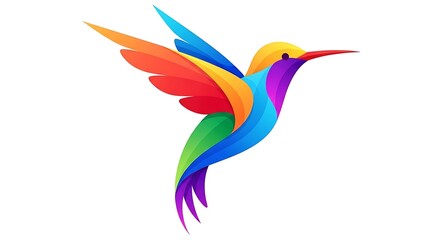 Obraz premium Colorful hummingbird flying with rainbow wings