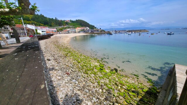 landscape and panoramic view of Beluso in Bueu, Pontevedra, Galicia, Spain