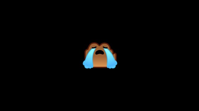 Animated crying face emojis on black background expressing sadness and emotion in digital communication