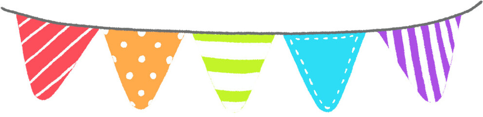 Colorful Party Bunting Flags Hand Drawn Illustration Isolated on White Background © Ji Yoon-mi