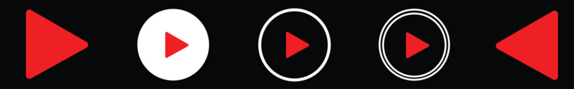 Play buttons icons set for video player controls  various play buttons for media players and websites  different play icons for streaming services