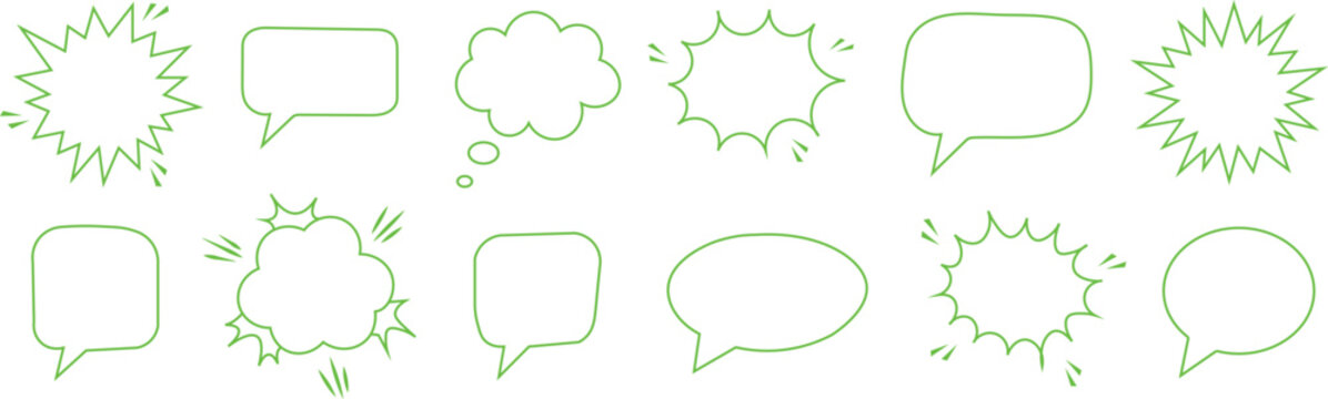 Collection of various comic book style speech bubbles and thought clouds for dialogue and conversation  various shapes and designs