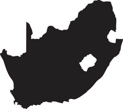 Black silhouette map of africa with lesotho highlighted