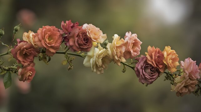 multiple. Multiple colored roses blooming on a single stem with interwoven petals. gardening catalogs, home-decor guides, designed for home decor and floral branding, enhances decor appeal.
