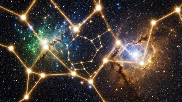Cosmic network of stars and constellations representing smart infrastructure and connectivity