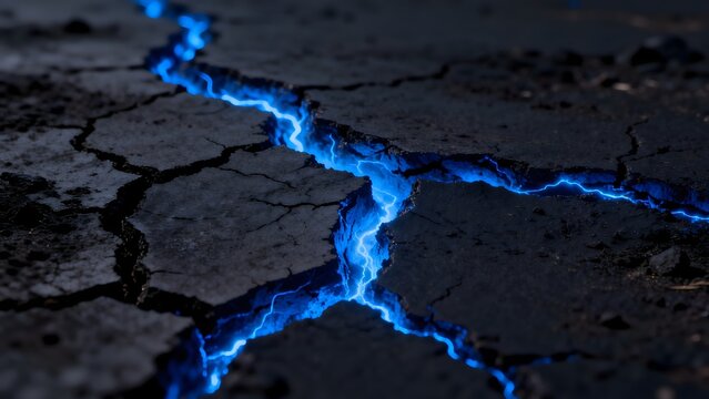 Cracked Ground With Blue Energy