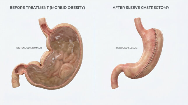 Morbid Obesity Distended Stomach vs Vertical Sleeve Gastrectomy