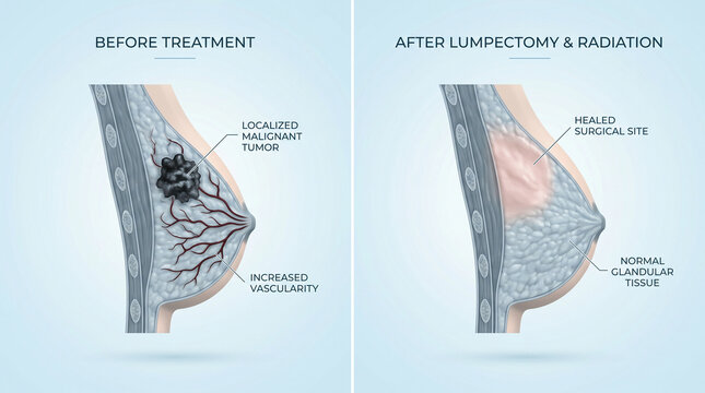 Breast Cancer Tumor vs Post Lumpectomy and Radiation Healing