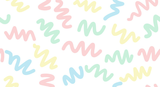 Colorful pastel squiggles on white.
