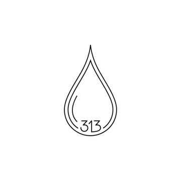 Minimalist 313 Water Drop Logo Design.