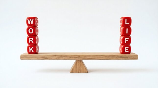 Work Life Balance Concept - Wooden Seesaw Balancing Work and Life.