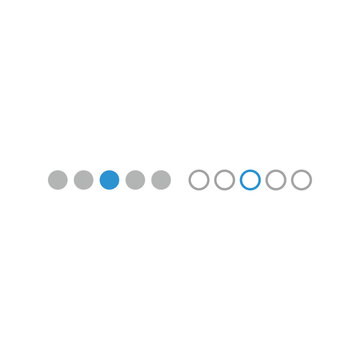 Website Loading Indicator with Blue and Gray Circles, Progress Bar Concept
