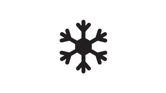 Minimalist snowflake vector icon, black winter snow crystal silhouette, simple geometric frozen ice flake symbol for seasonal holiday design