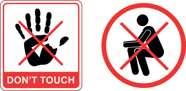 Do Not Touch Warning Sign Set with Prohibited Hand Symbol and No Contact Icon for Safety, Hygiene, and Restricted Area Design