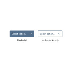 Fototapeta premium Dropdown menu UI elements comparison: solid button vs outline button, modern web design
