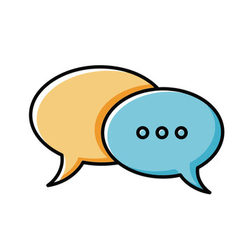 Colorful speech bubbles communication icons.