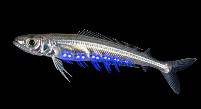 Hatchetfish with Activated Bioluminescent Photophores Illuminating its Underside