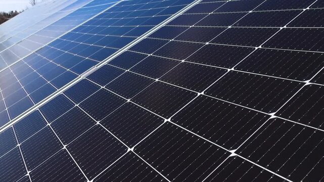 Close Up View of Solar Panel Surface Generating Green Energy