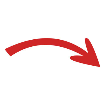 Flat Red Downward Arch Arrow