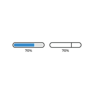 Two Progress Bar UI Icons Showing 70 Percent Completion on White Background
