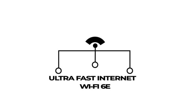 Ultra fast internet wi- fi 6 e network connection symbol speed online technology wi-fi 6e high-speed interneton white background