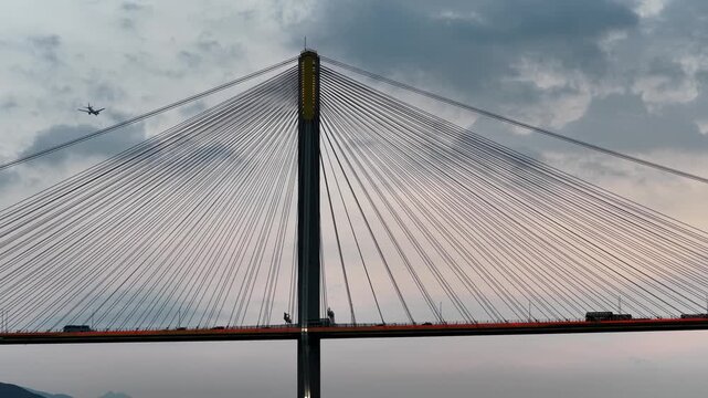 Golden Sunset Over Ting Kau Suspension Bridge Oct 7 2025