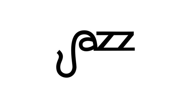 hand drawn line art word jazz , black isolated vector silhouette