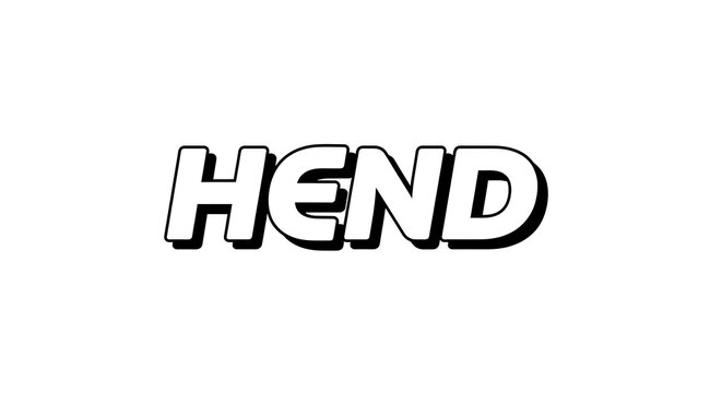 Black handwritten-style word "hend" in all caps letter font typography