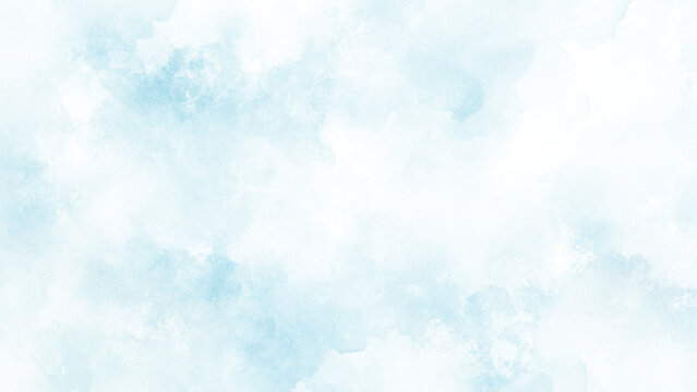 blue green and white watercolor background with abstract cloudy sky concept with color splash design and fringe bleed stains and blobs