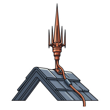 Copper Roof Lightning Rod Flat Vector Illustration Template
