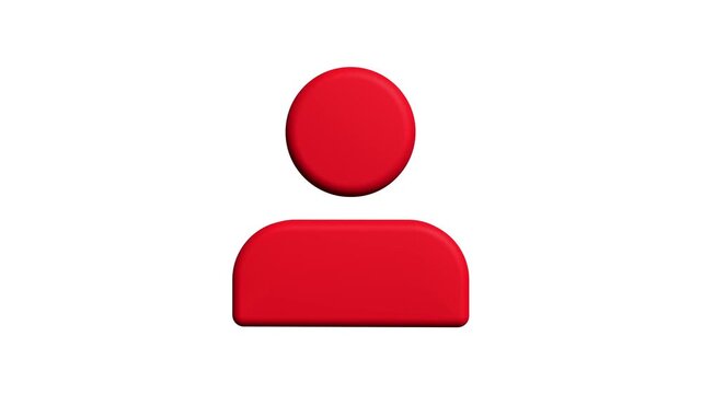 3d red flat user profile icon placeholder.