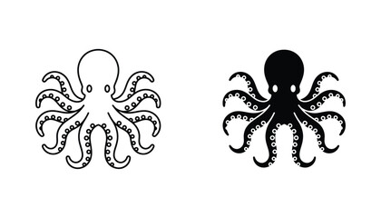 Simple stylized octopus ocean animal vector illustration with eight tentacles and suction cups © Echo