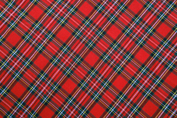 Plaid diagonal pattern, red, green, black, yellow, white, seamless for textiles and design...