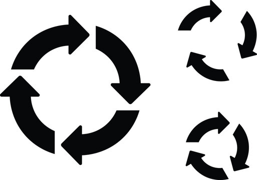 Three black circular arrow representing recycling or rotation arrows recycle