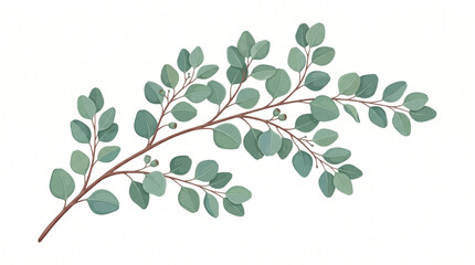 Obraz premium Eucalyptus Branch with Rounded Green Leaves and Pods 