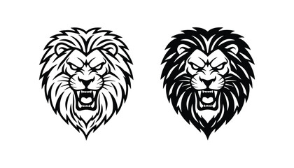 Aggressive roaring lion head mascot vector illustration with powerful mane detail and fierce facial expression © Echo